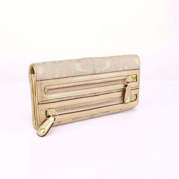 NWT Coach Multi Zip Flap Envelope Wallet Metallic Gold - Picture 3 of 7